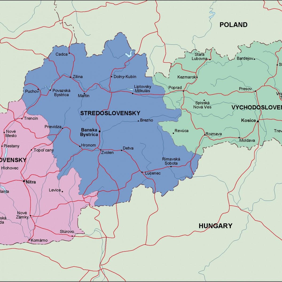 Slowakei politische Landkarte - Karte von der Slowakei ...