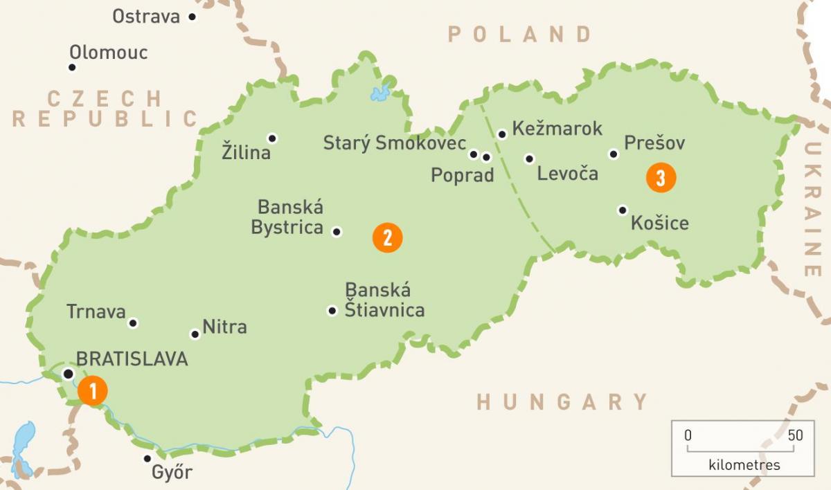 Karte von Slowakei-Regionen